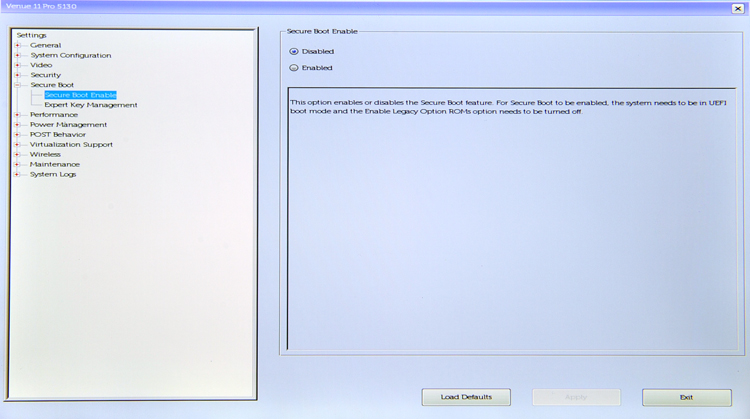 An example of a Dell BIOS Menu